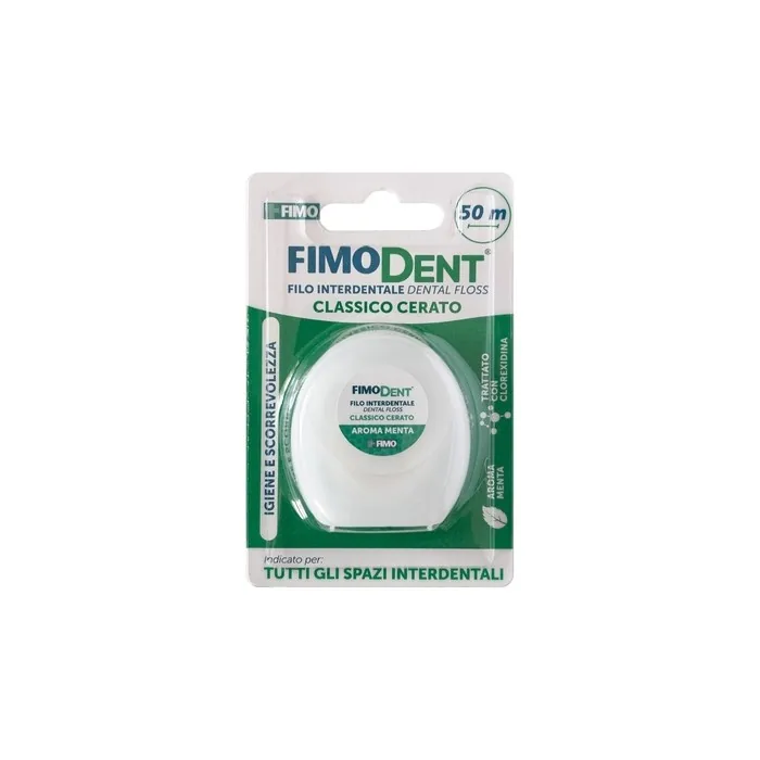 Fimodent Dental Floss 50m Classic Waxed - Ideal for All Interdental Spaces