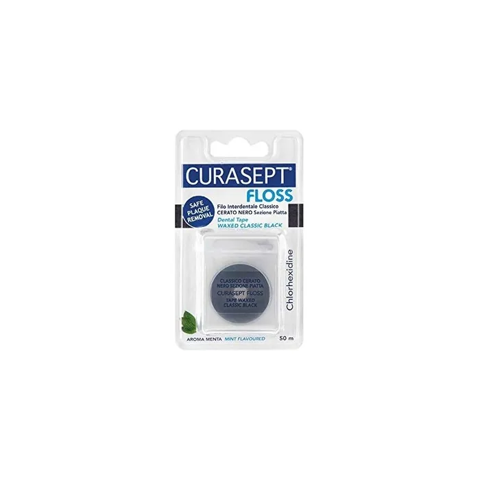 Curasept Classico Waxed Black Flat Section Floss 50m