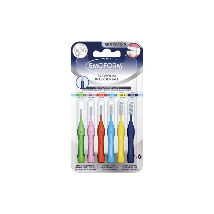 Interdental Brush Emoform With Softcare Technology For Gentle Gum Contact With Soft Bristles Ergonomic And Nonslip Handle With Cap