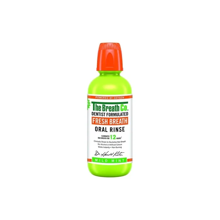 The Breath Co Fresh Breath Oral Rinse Dentist Formulated Alcohol-Free Mouthwash 500ml Mild Mint Flavor