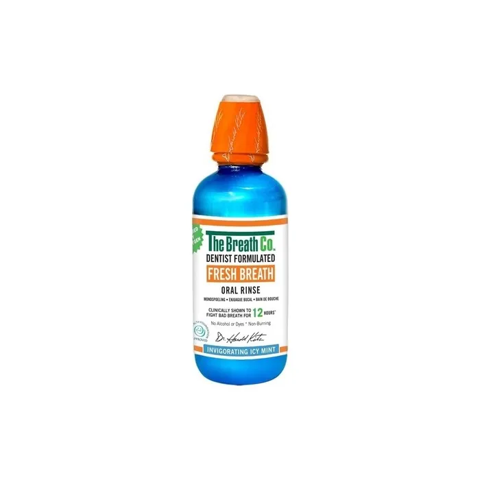 The Breath Co Fresh Breath Oral Rinse Dentist Formulated Alcohol-Free Mouthwash Icy Mint Flavor 500ml