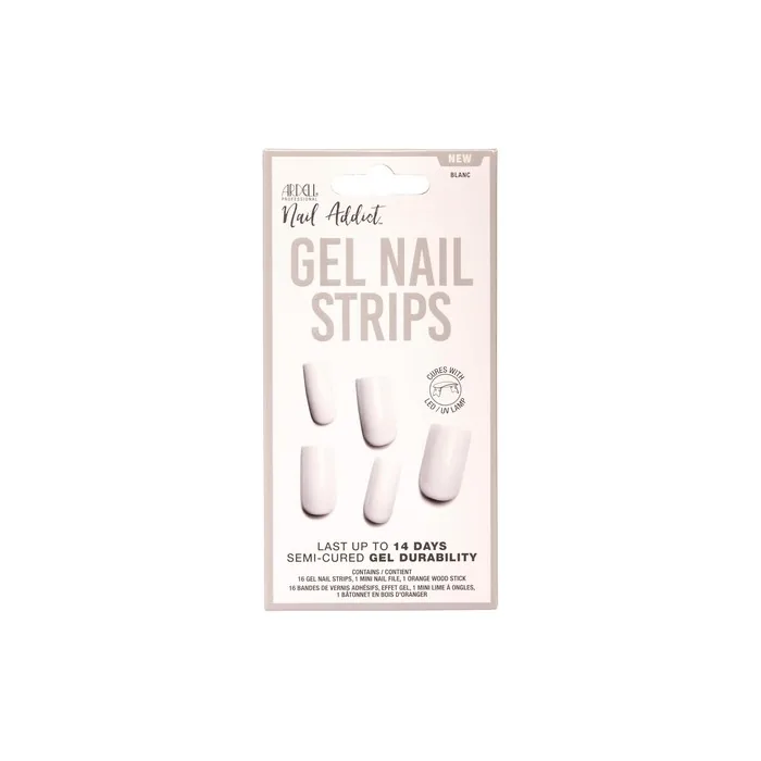 Ardell Nail Addict Semi-Cured Gel Nail Strips - Blanc, Long-Lasting Wear