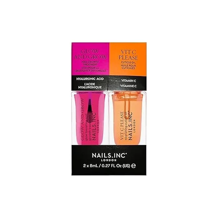Nails Inc Nailsinc Mini Nail Treatment Duo Glow And Grow Nail Growth Treatment And Vitamin C 8 Ml