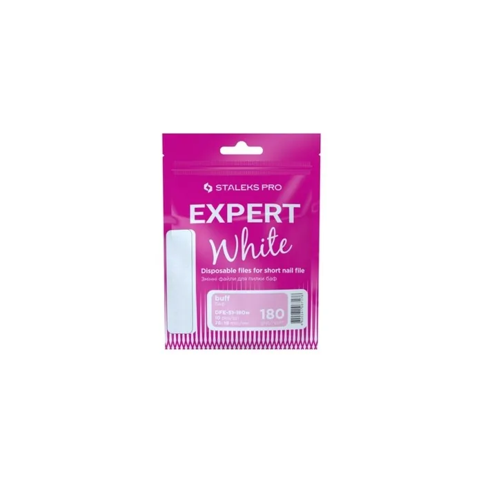 STALEKS PRO Expert 51 Disposable White Short Nail Files 240 Grit - Pack of 10