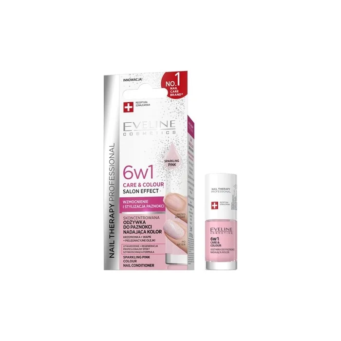 Eveline Nail Therapy 6 In 1 Care & Colour Concentrated Nail Treatment Sparkling Pink 5ml