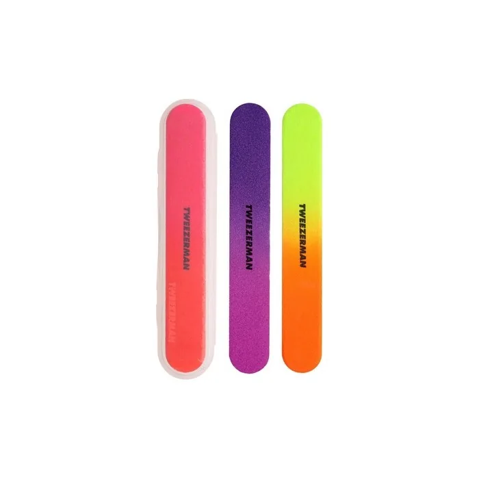 Tweezerman Neon File Mates Nail Files Pack of 3 with Transparent Case