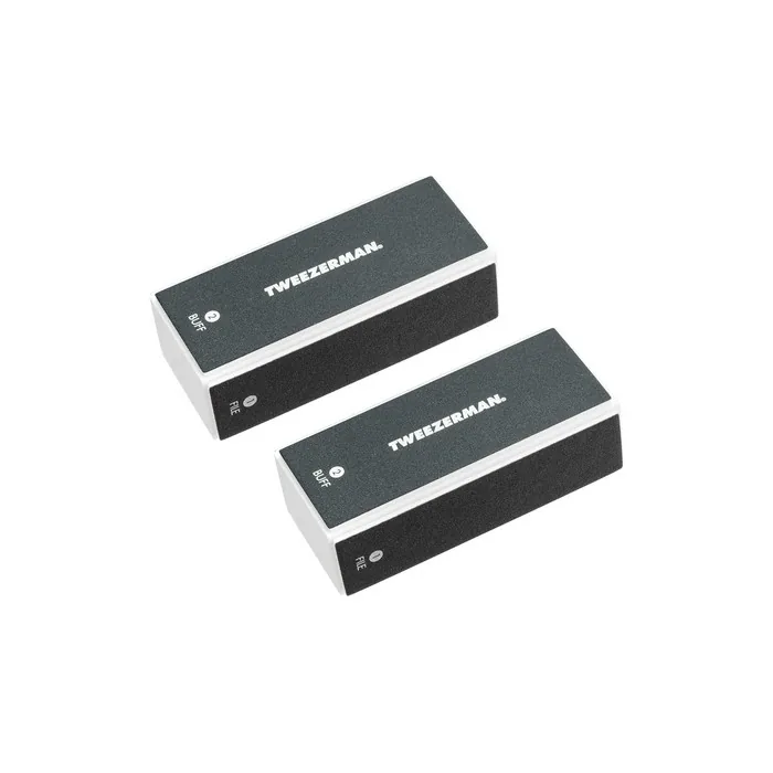 Tweezerman Nail Buffing Block 4 Sided Nail Buffer Blocks for Filing, Buffing, Smoothing, and Shining Nails at Home - Pack of 2
