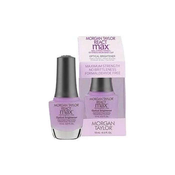 Morgan Taylor React Max Formaldehyde Free Nail Strengthener + Extended Wear Base Coat with Optical Brightener 15ml