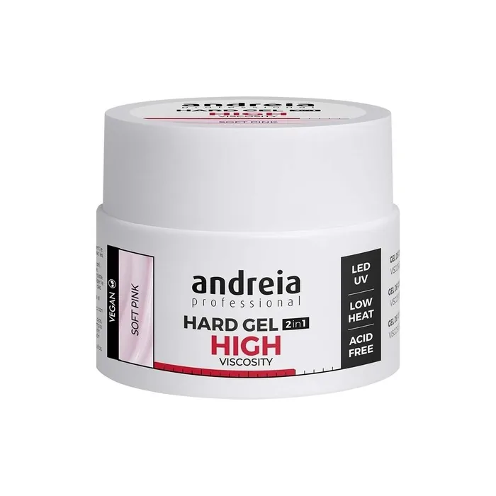 Andreia Professional Hard Nail Gel Biphasic 2 in 1 LED and UV Gel Nail Builder High Viscosity Soft Pink 44g