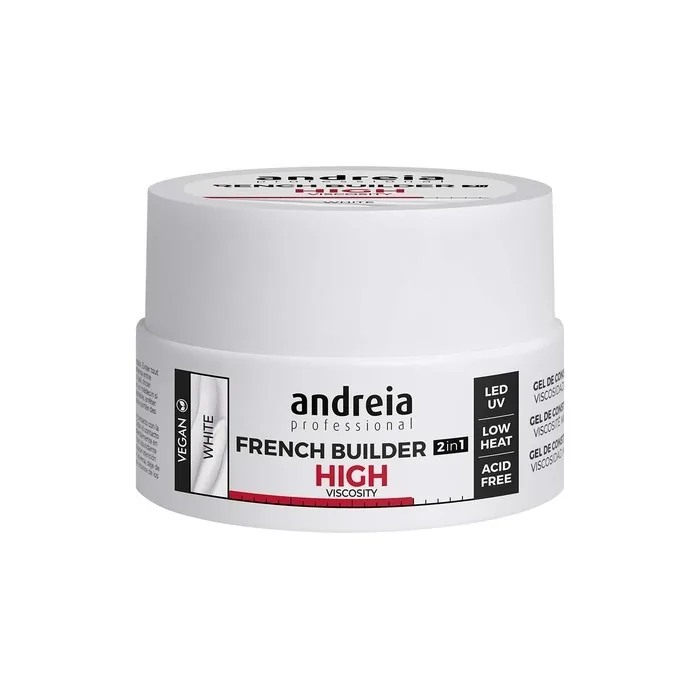 Andreia Professional French Nail Builder for Manicure High Viscosity Biphasic 2 in 1 LED and UV Vegan White 22g