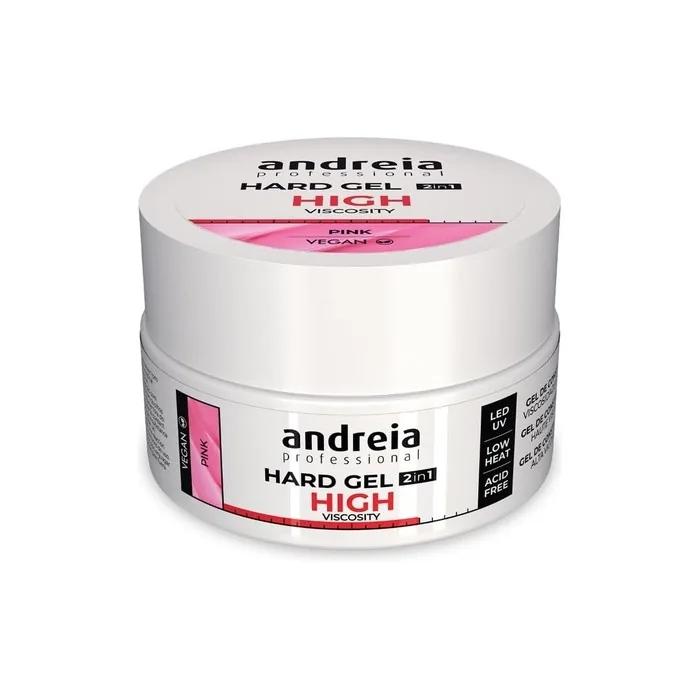 Andreia Professional Hard Nail Gel Biphasic 2 in 1 LED and UV Gel Nail Builder High Viscosity for Strong Nails Tips and Extensions Colour Pink 22g