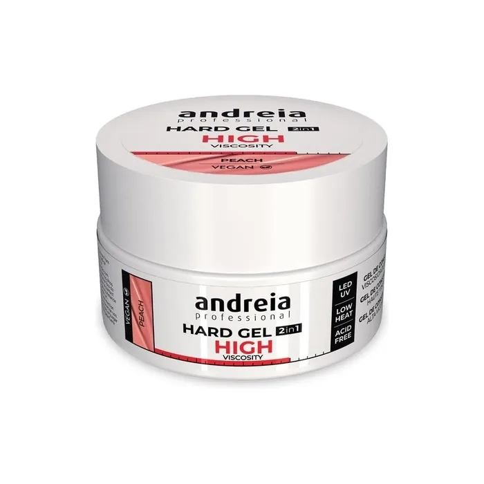 Andreia Professional Hard Nail Gel Biphasic 2 in 1 LED and UV Gel Nail Builder High Viscosity for Strong Nails Tips and Extensions Peach 44g