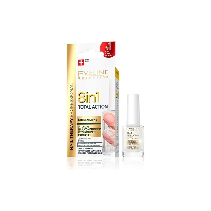 Eveline Cosmetics 8in1 Total Action Concentrated Nail Serum with Golden Particles 12ml