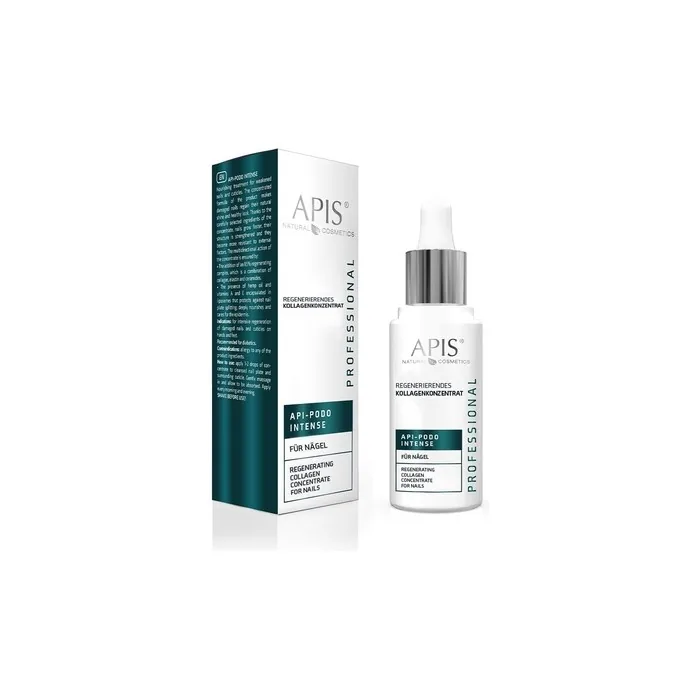 Apis Nail Concentrate API-PODO INTENSE Nail Treatment Regenerates Strengthens Prevents Splitting Prevents Brittle Collagen Ceramides Elastin Hemp Oil Vitamins A and E 30ml