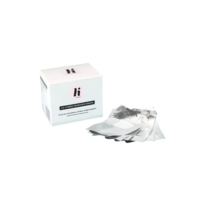 Hi-Hybrid Foil Nail Polish Remover Wraps with Dust-Free Acetone Cotton Pads - Pack of 50