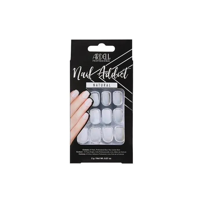 Ardell Nail Addict Natural Style Artificial Nails Salon Quality Nail Tips for Home Natural Squared