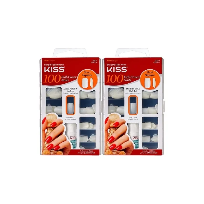 Kiss 100 Full Cover Short Square Nails Short Length