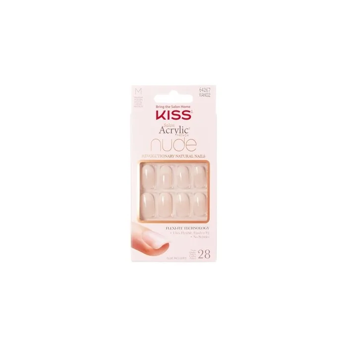 Kiss Salon Acrylic Nude French Nails Beige 28 Pieces