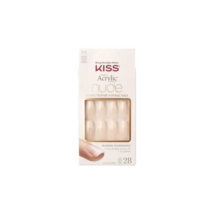 Kiss Salon Acrylic Nude French Nails Leilani 28 Pieces