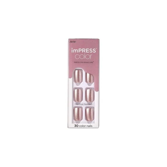 KISS imPRESS Color Press-On Manicure Gel Nail Kit Short Length Champagne Pink