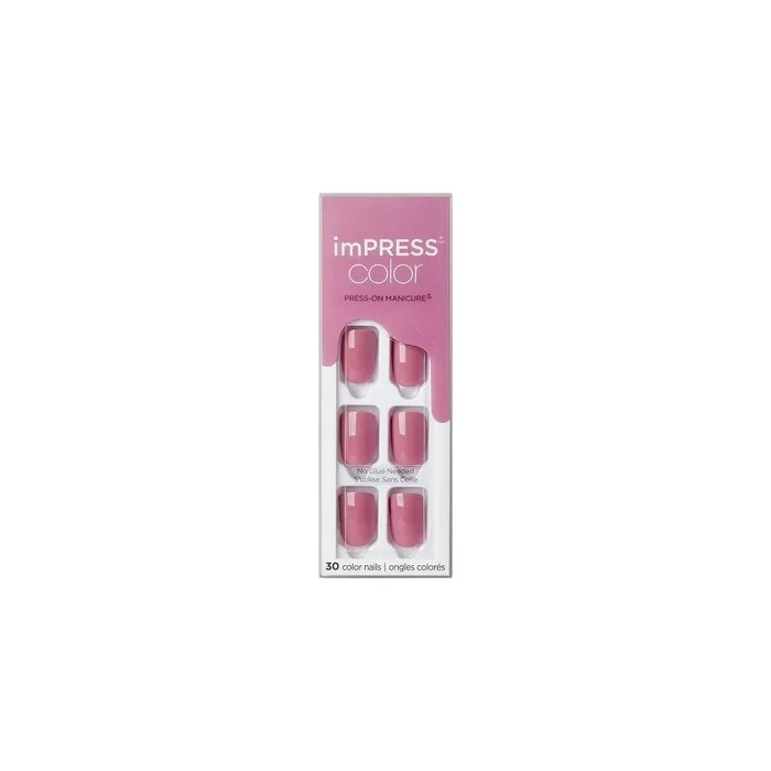 KISS imPRESS Color Press-On Nails Gel Nail Kit Short Length Petal Pink