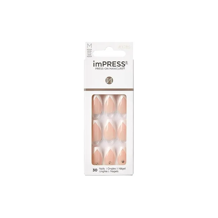 KISS imPRESS Press-On Manicure So French Medium Length Square with PureFit Technology