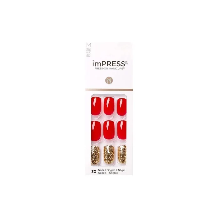 KISS imPRESS Press-On Manicure Memories Medium Length Square with PureFit Technology - 30 Fake Nails