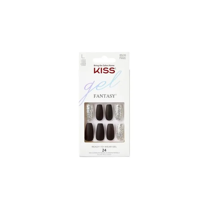 Kiss Gel Fantasy Collection Black/Sparkle Long Length