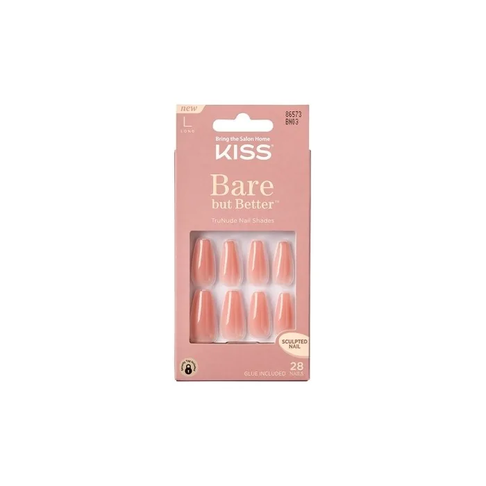 Kiss Bare But Better Nails 28 Count Long Length Peach