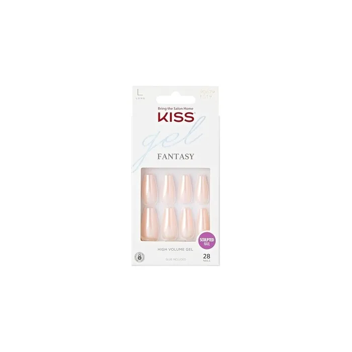 KISS Gel Sculpted Press-On Nails Hold Me Closer Off White Long Coffin Shape Includes 28 Nails 2g Glue 1 Manicure Stick 1 Mini File