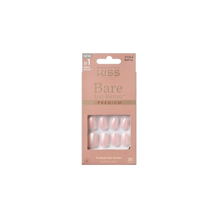 KISS Bare But Better Press-On Nails Mocha Light Nude Skin Short Size Oval Shape Includes 30 Nails 2G Glue 1 Manicure Stick 1 Mini File
