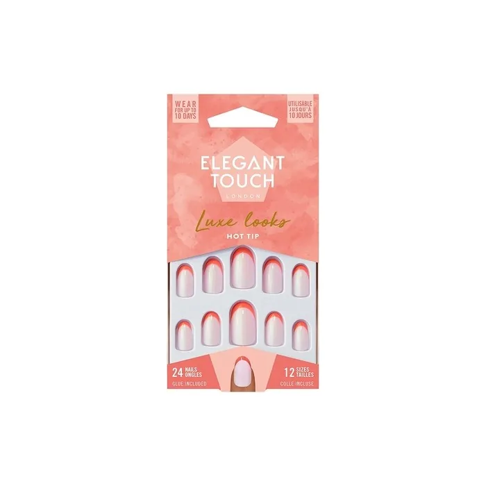 Elegant Touch Luxe Looks Hot Tip False Nails 12 Sizes