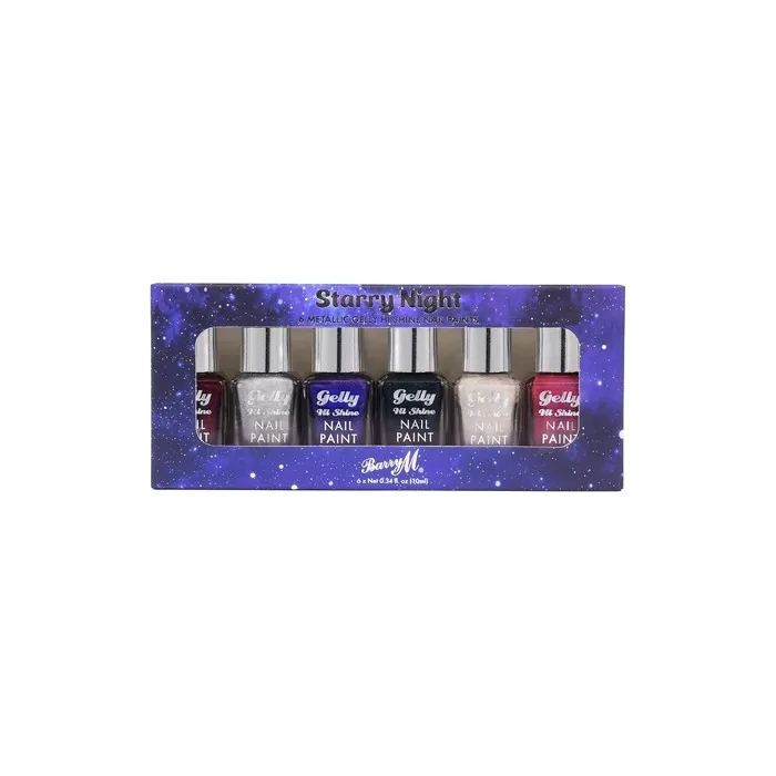 Barry M Nail Paint Gift Set 6 Metallic Gelly Hi Shine Nail Paints Starry Night