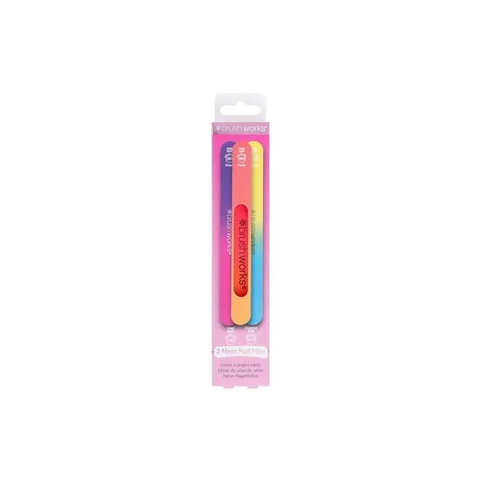 Brushworks Neon Nail Files - Pack of 3