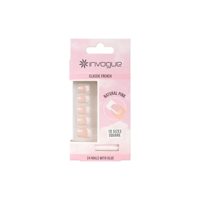 Invogue Acrylic Square Nails French Pink