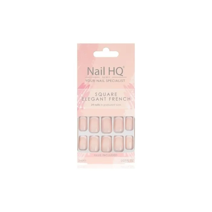 Nail Hq Elegant French Square False Nails 24 Pieces