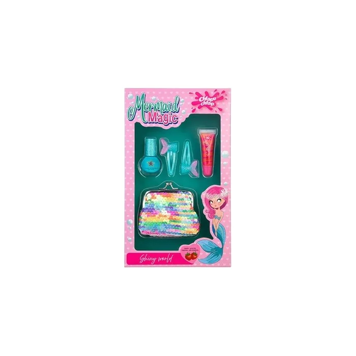 Chlapu Chlap Mermaid Magic Ii Wild Strawberry Children's Set With Wallet Nail Polish Lip Gloss And Hair Clips