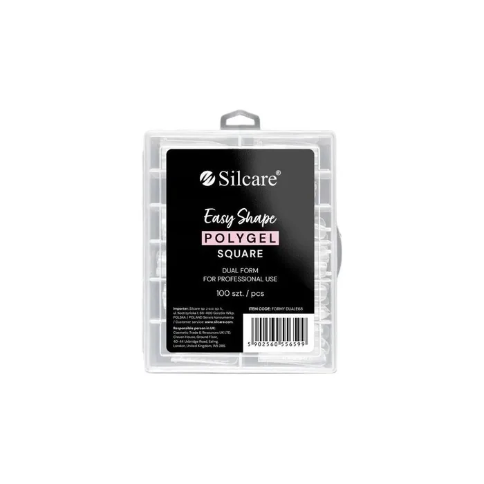 Silcare Dual Forms For Acrylic Gel Clear Square 100 Pieces