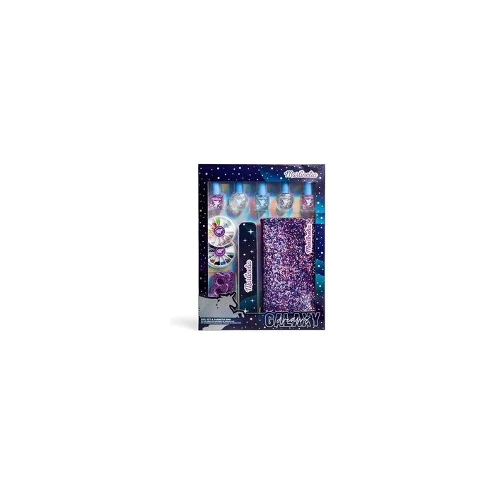 MARTINELIA GALAXY DREAMS NAIL SET & COSMETIC BAG Colorful Kids Nail Polish Set with Cosmetic Bag - Ideal Gift for Girls
