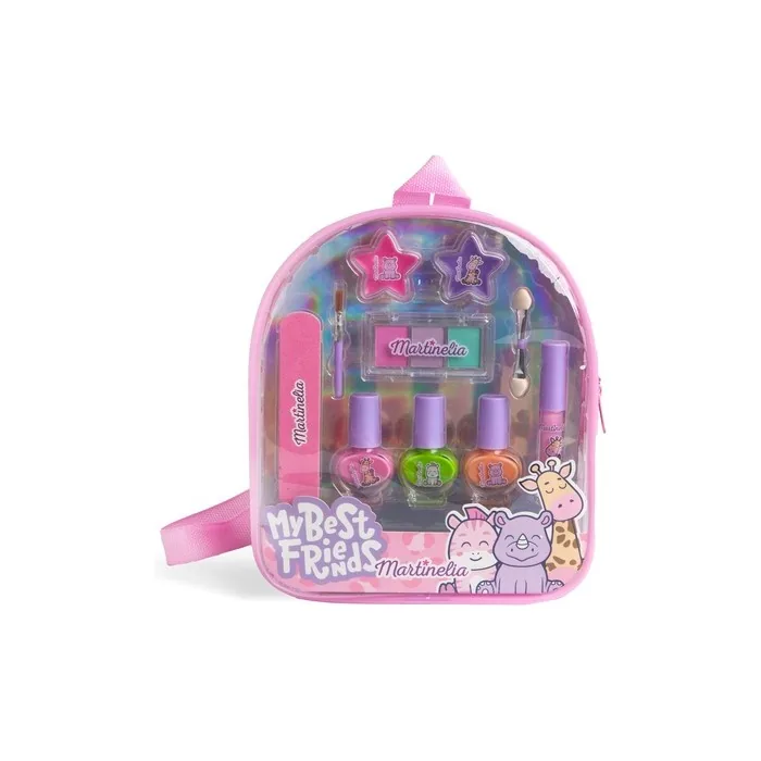 AQUARIUS Martinelia Best Friends Backpack Girls Cosmetic Set with Kids Nail Polish Lip Gloss and Powder Perfect Kids Cosmetic Bag
