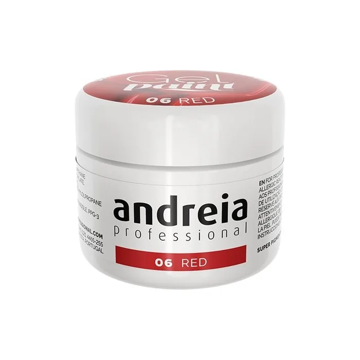 Andreia Professional Nail Art Design Gel Paint Pots Highly Pigmented Intense Colour No Flow High Viscosity UV Gel Paint for DIY Manicure Vegan 4g 06 Red