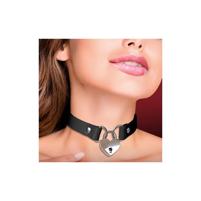 Cinderella Necklace With Heart Lock Vegan Leather One Size