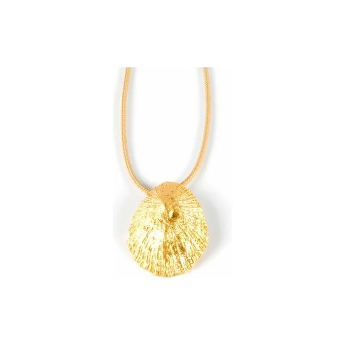 Shabama Women's Necklace Calobra Cool Brass Flash Plated Gold Nylon Beige 1m
