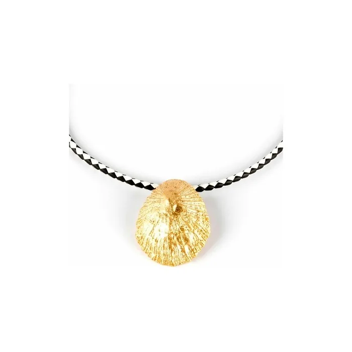 Shabama Women's Calobra Luxe Brass Flash Plated Gold Leather Necklace 38cm