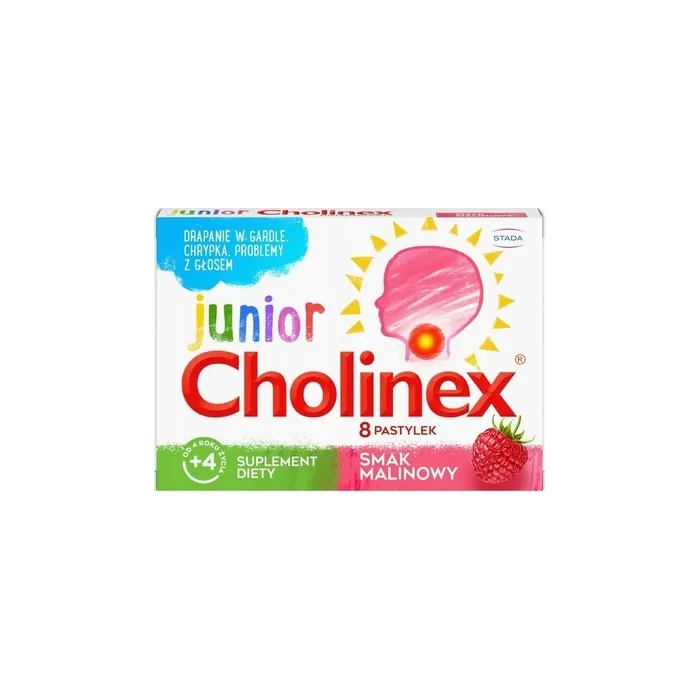 Cholinex Junior Lozenges For Throat Irritation Hoarseness And Voice Problems Dietary Supplement Raspberry 8 Pieces