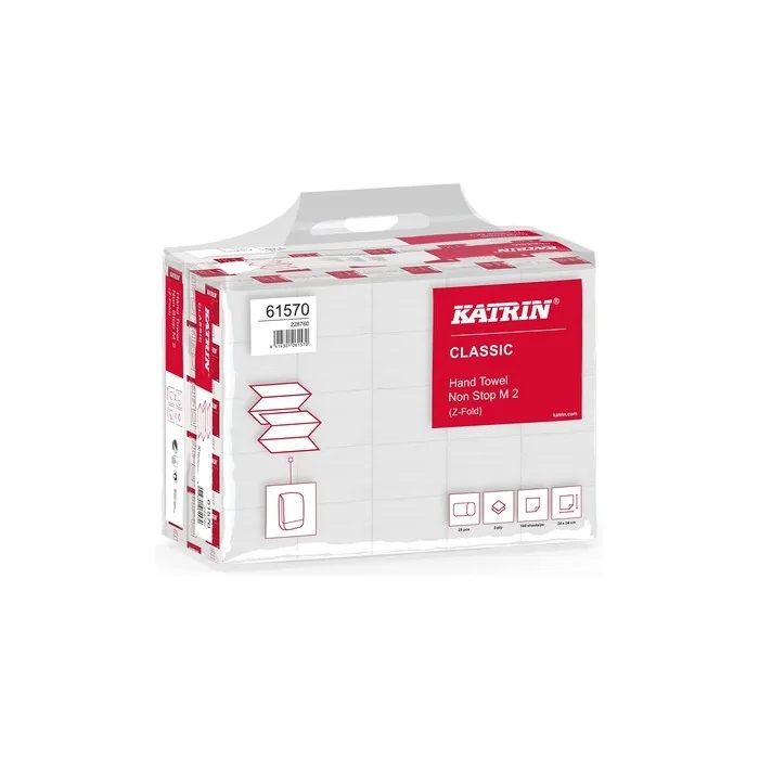 Folded Towels / Paper Towels Katrin Non-Stop M2, White, 2-Ply, 24x24 Cm