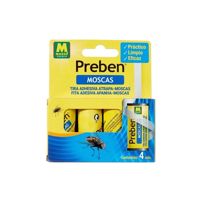Preben 231277 Fly Trap Strip 4 Un, Yellow, 23 X 11 X 2.2 Cm