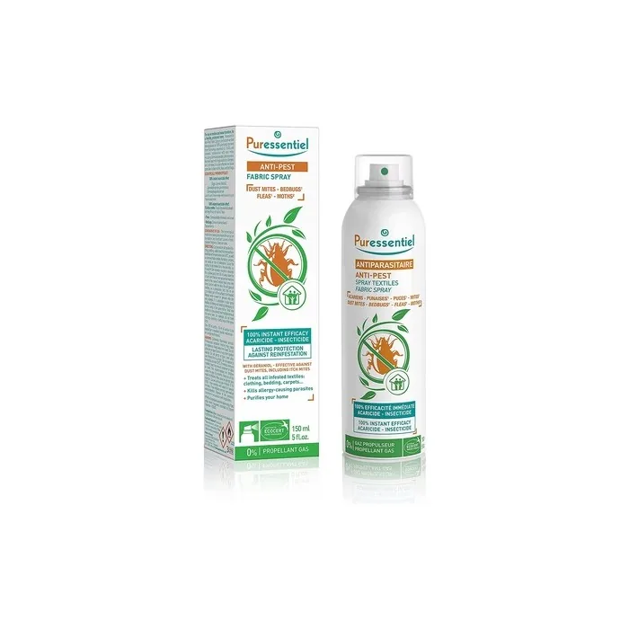 Puressentiel Anti-Pest Fabric Spray 150ml - Eliminates Dust Mites - Effective On