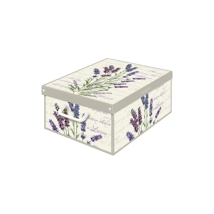 Lavatelli Kanguru Decorative Storage Box with Handles and Lid, Large, Lavender 50 x 39 x 24 cm