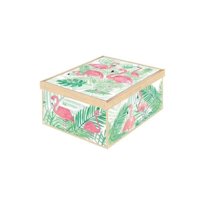 Lavatelli Kanguru Large Decorative Storage Box with Handles and Collection Lid Flamingo 50x39x24cm